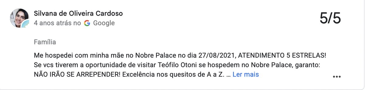 Depoimento de hóspede